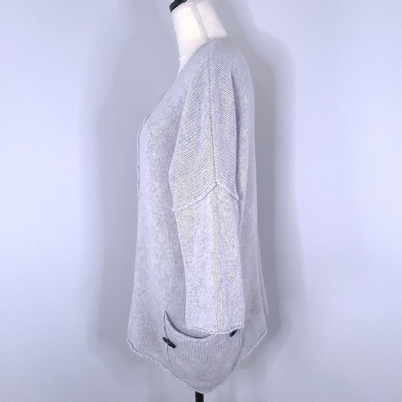 Soft Surroundings Tunic Knit Sweater XS Light Gray Dolman Sleeve V Neck Pockets - Picture 3 of 10